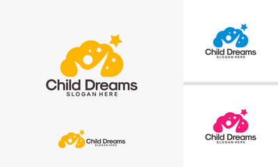 Wall Mural - cloud dreams logo designs, online learning logo designs vector