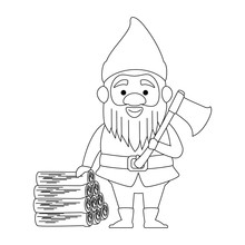 Cute Gnome With Woodcutter Ax Character