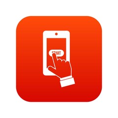 Poster - Playing games on smartphone icon digital red