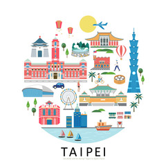 Wall Mural - Taipei landmarks collection