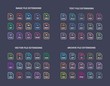 Colored File extension flat vector icons. Image, text, archive, vector file types format