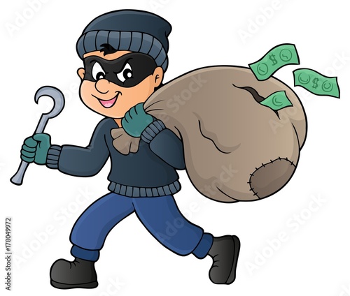 Thief with bag of money theme 1 Stock Vector | Adobe Stock