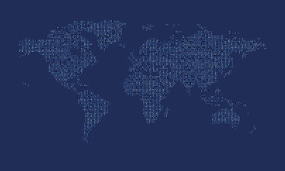 Poster - World map made from binary data code