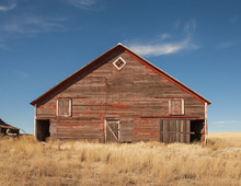 Old Red Barn, Blue Sky, Hay Farm