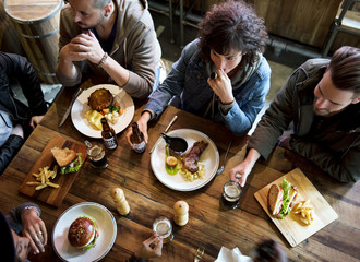 Wall Mural - Diverse People Hang Out Pub Friendship