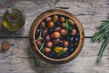 Olives In Wooden Dish