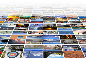 Wall Mural - Big multimedia video and image wall of the TV screen