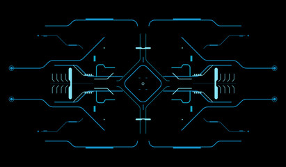 Wall Mural - A sight on a spaceship. Game interface. Sci-Fi UI interface.