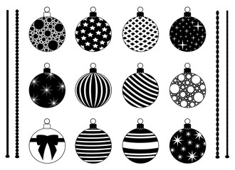 Wall Mural - Set of different Christmas decorations isolated on white