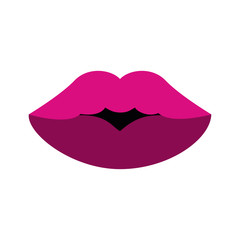 Sticker - lips of a woman with purple lipstick icon image vector illustration design 