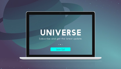 Sticker - A laptop with a universe graphic