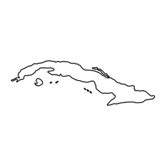 Fototapete - Cuba map of black contour curves of vector illustration