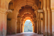 Old Ruined Arch Of Lotus Mahal In Hampi, Karnataka, India.