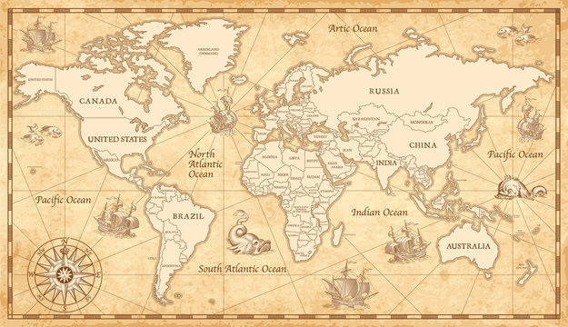 Wall Mural - Old Vintage World Map
