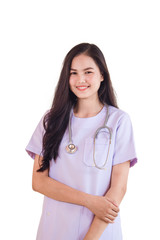 young female doctor standing and smile