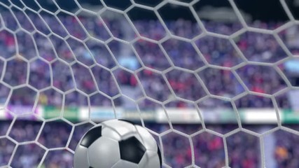 Wall Mural - goal!!! soccer ball flies into the goal. beautiful 3d animation, 4k. look for more options in my por