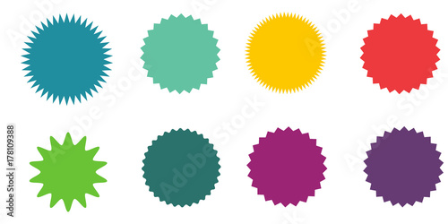 Cuadros en Lienzo Set of vector starburst, sunburst badges