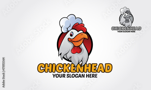 Cuadros en Lienzo Chicken Head Logo Cartoon Character