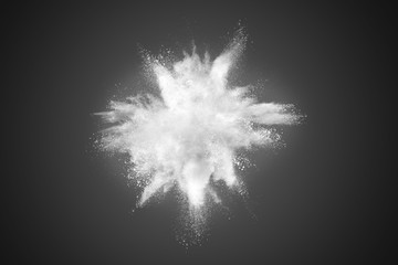 Wall Mural - explosion of white powder isolated on black background.