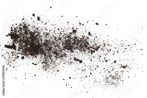 Cuadros en Lienzo Dirt, soil pile isolated on white background, top view