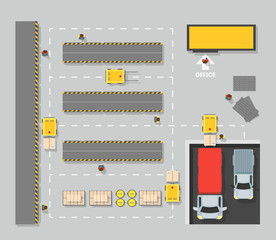 Poster - Warehouse Top View Scheme Map. Vector