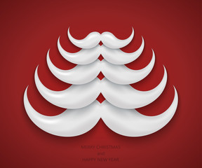 Wall Mural - Vector modern concept santa mustache and christmas tree