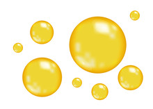 Realistic  Glossy Gold  Bubbles.