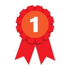 first place award sign. winner medal icon.