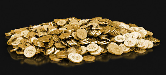 Poster - Golden bitcoin. Image with clipping path