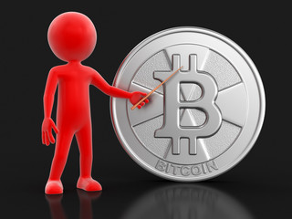 Poster - Silver bitcoin and man. Image with clipping path