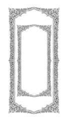 Wall Mural - old decorative frame - handmade, engraved - isolated on white background