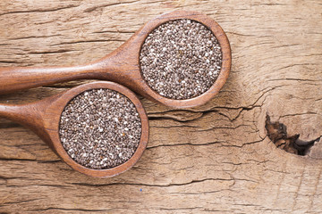 Wall Mural - chia seed in wooden spoon