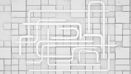 Wall Mural - Abstract white or light grey background with many pipes, 3d render