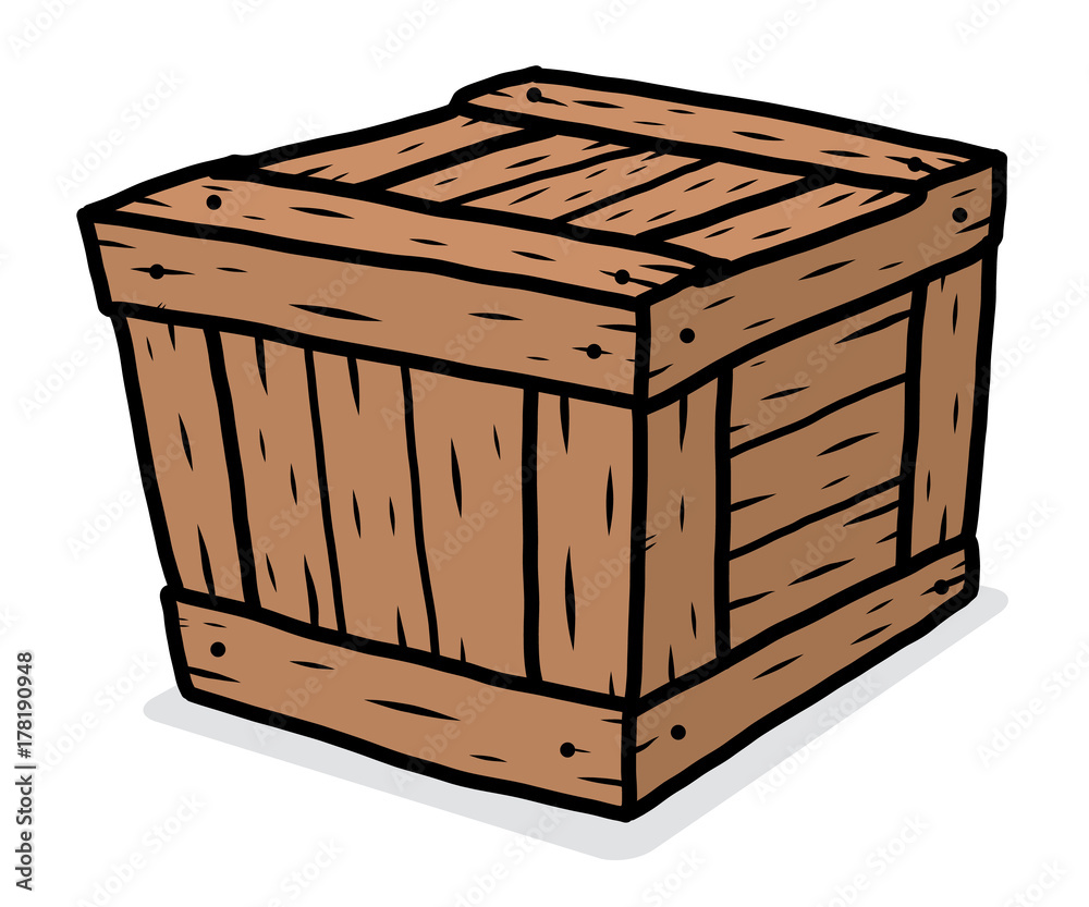 wooden box / cartoon vector and illustration, hand drawn style, isolated on  white background. Stock Vector | Adobe Stock, image size:1000x833