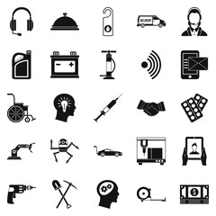 Poster - Support icons set, simple style