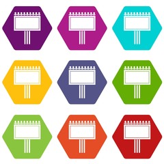 Poster - Board for statistics icon set color hexahedron
