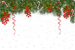 Christmas background with fir branch border and decoration