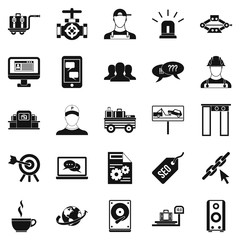 Poster - Backing icons set, simple style