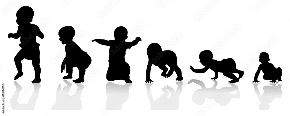 baby growing steps illustration from crawling to walking Stock Vector ...