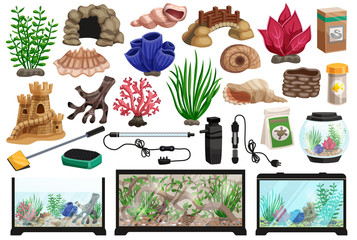 Poster - Aquarium Underwater Cartoon Set 