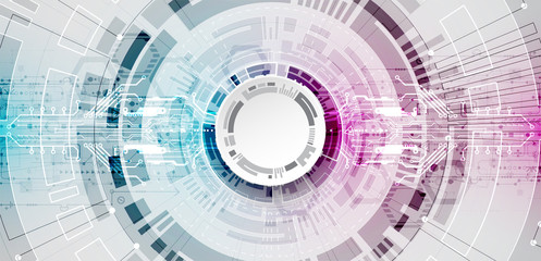 Poster - Abstract circle technology concept. Circuit board, high computer color background.