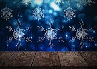 Poster - Wooden floor with Christmas theme background