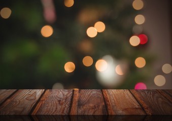 Poster - Wooden floor with Christmas theme background