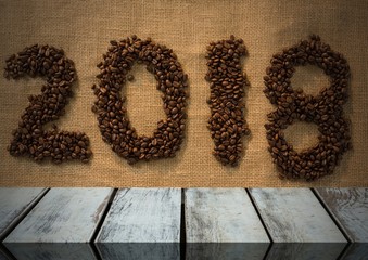 Poster - Wooden floor with 2018 background