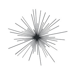 sun burst, star burst sunshine. radiating from the center of thin beams, lines. design element for l