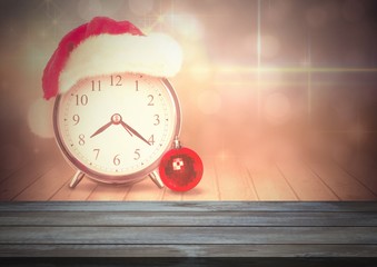 Poster - Wooden floor with Christmas theme background
