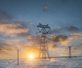  power transmission tower on plateau
