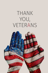 Wall Mural - text thank you veterans and flag of USA