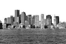 Boston Skyline In Black And White On A White Background