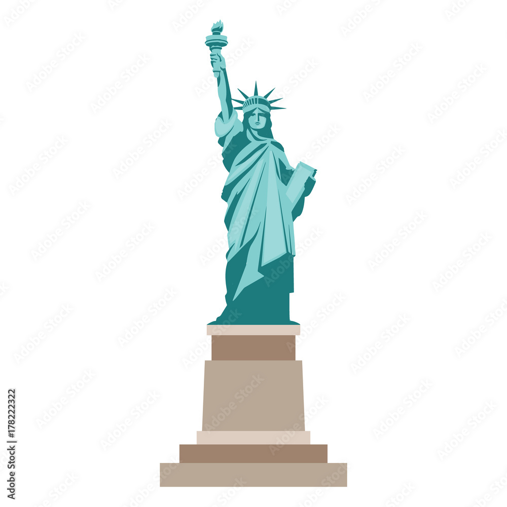 Isolated statue of liberty on white background - obrazy, fototapety, plakaty 